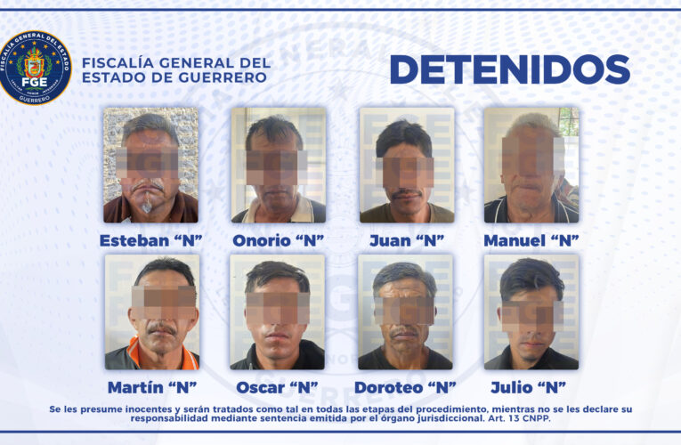 Detienen a 8 personas en Teloloapan con armas, drogas y dinero en efectivo.
