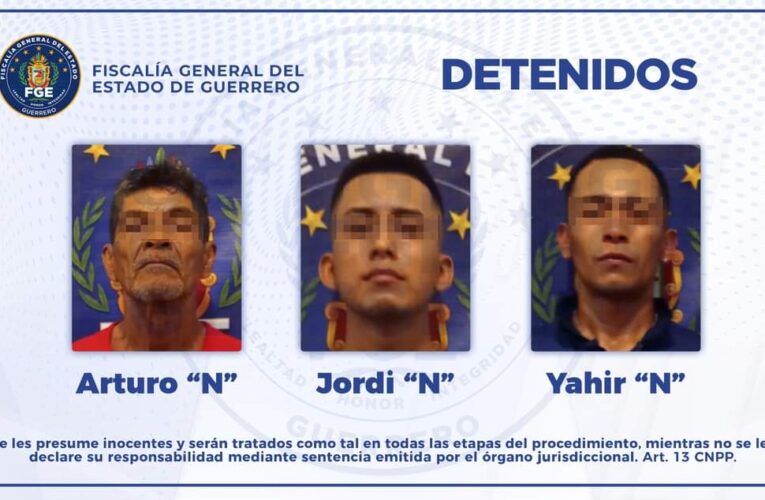 Detiene FGE a tres hombres y asegura cinco vehículos en el poblado de La Venta en Acapulco