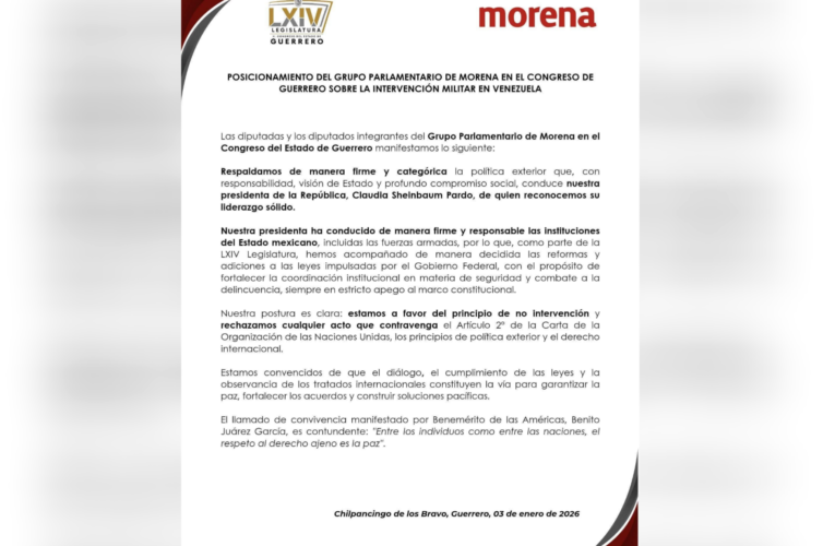 Morena Guerrero rechaza intervención militar en Venezuela y respalda política exterior de Sheinbaum