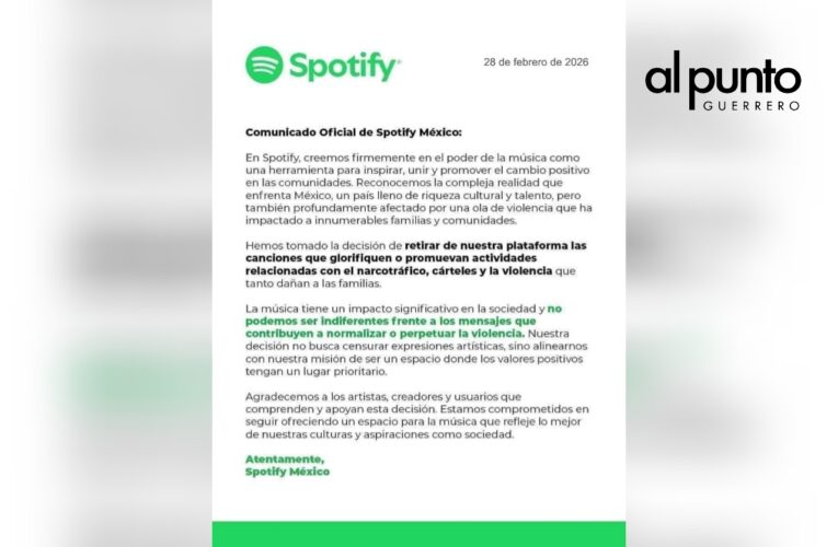 Spotify México anuncia retiro de canciones que promuevan violencia y narcotráfico