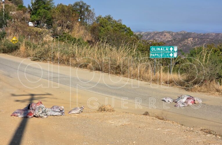 Hallan restos humanos dentro de costalillas en Olinalá
