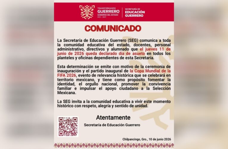 SEG suspende clases el día jueves por inauguración del Mundial 2026