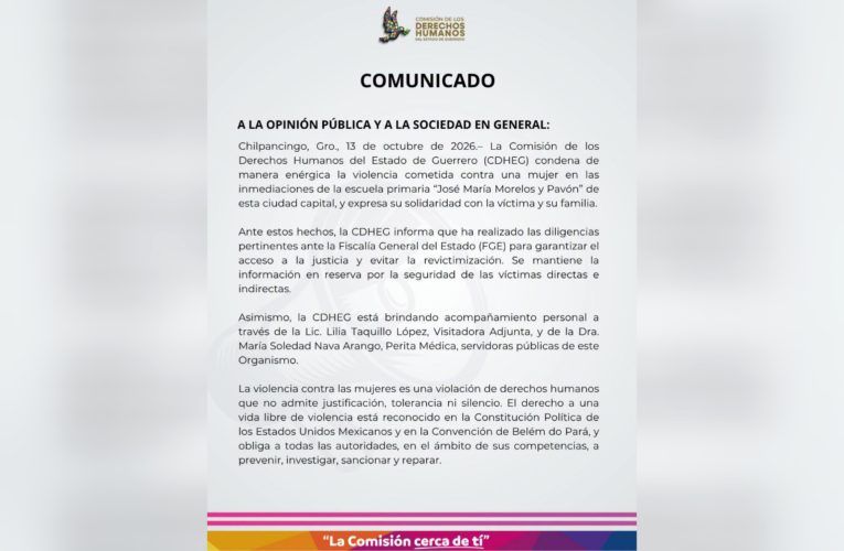 Condena CDHEG agresión contra una mujer afuera de primaria en Chilpancingo